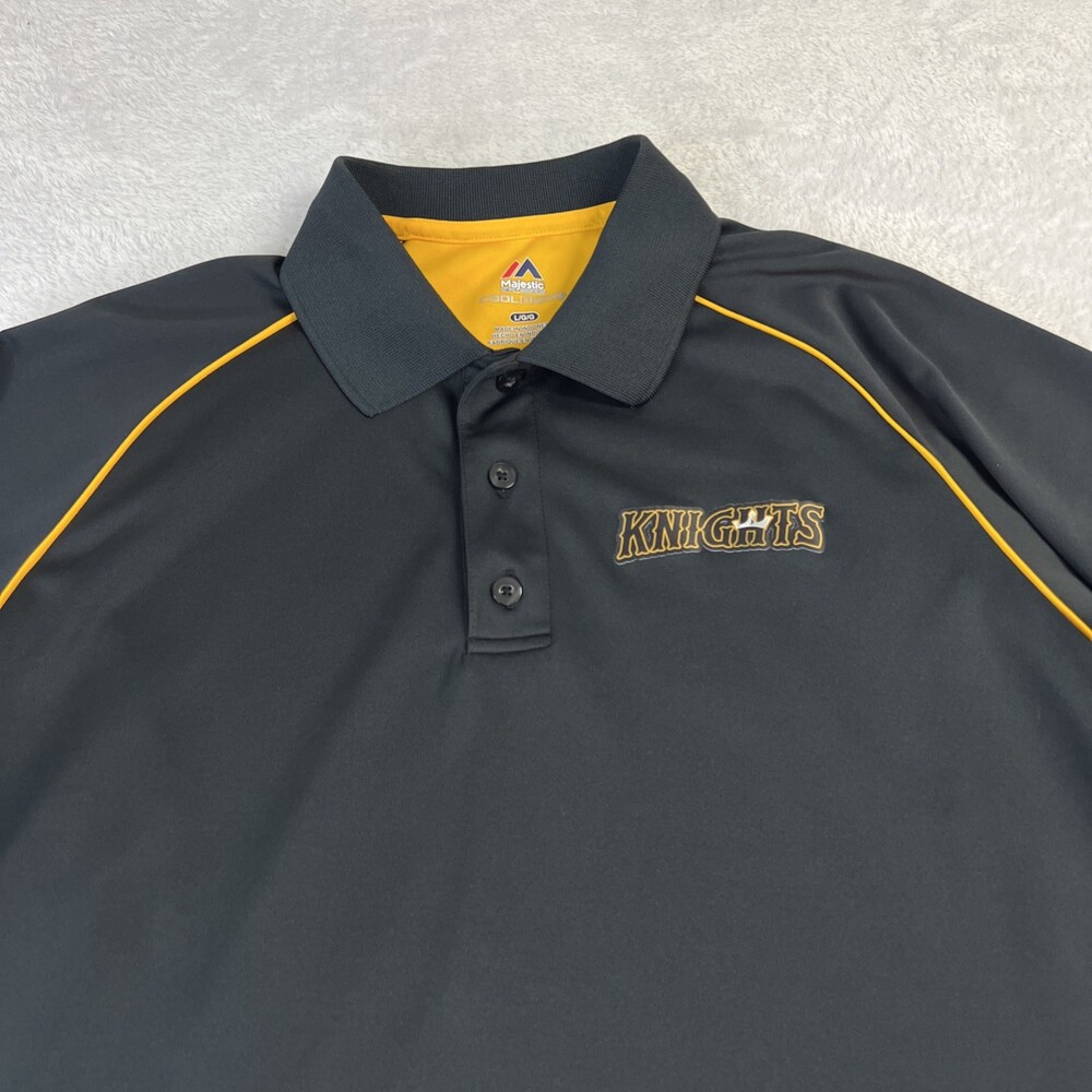 Charlotte Knights Majestic Cool Base Short Sleeve Polo Shirt Men L Black Design